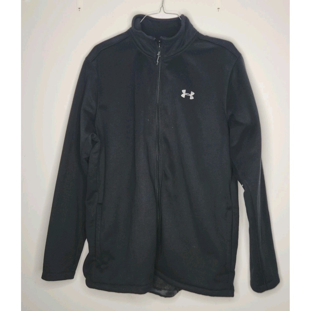Under Armour ColdGear Mens XXL Black Full Zip Fleece Lined Jacket Mock Neck